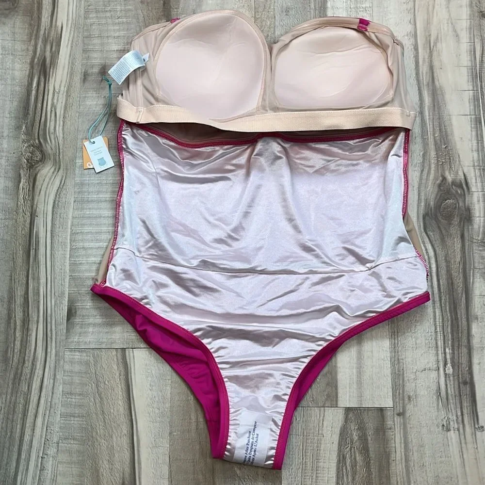 NWT Kona Sol Tummy Control Twist-Front One Piece Swimsuit sz 20 missing strap
